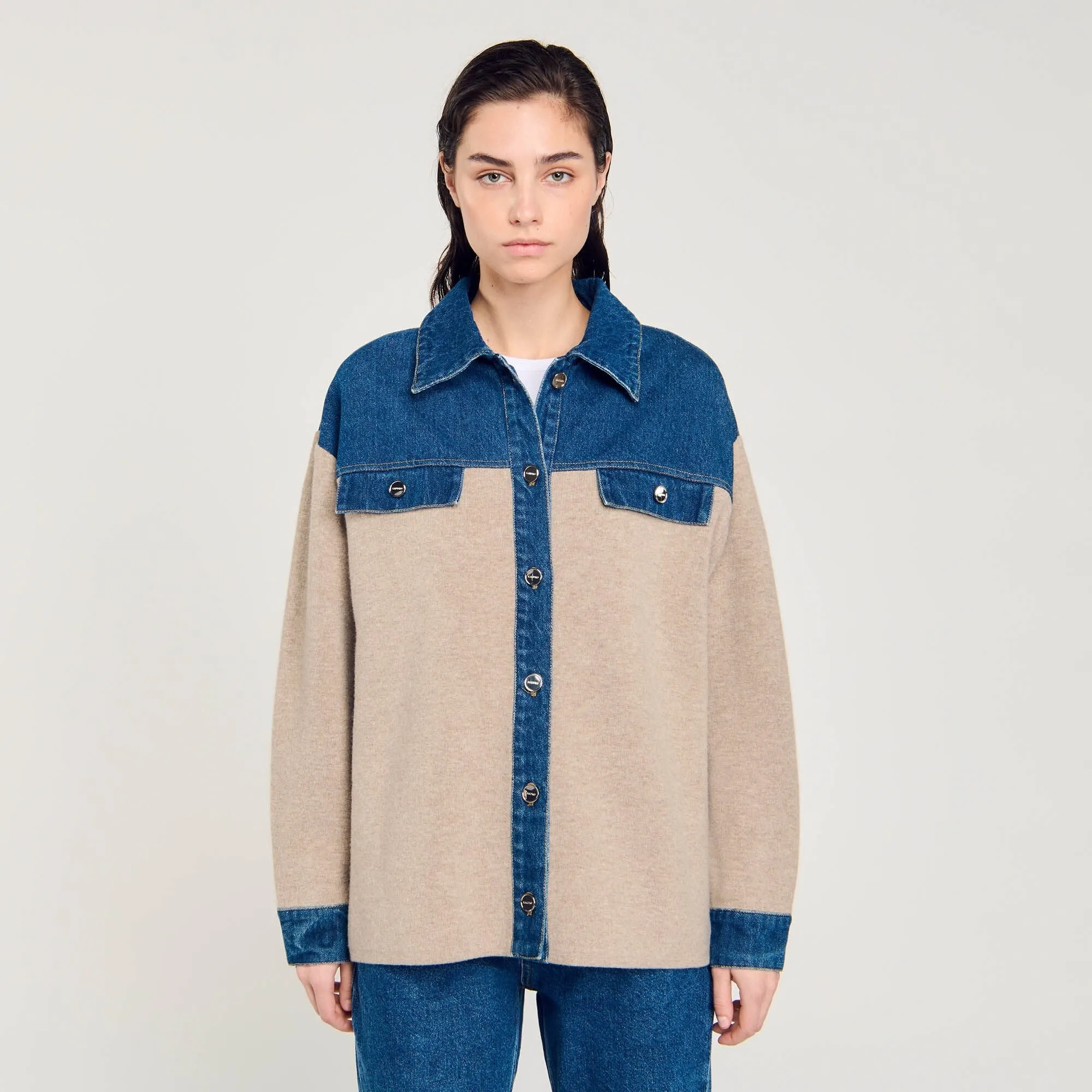 Gwendal Denim And Knitwear Coatigan Beige