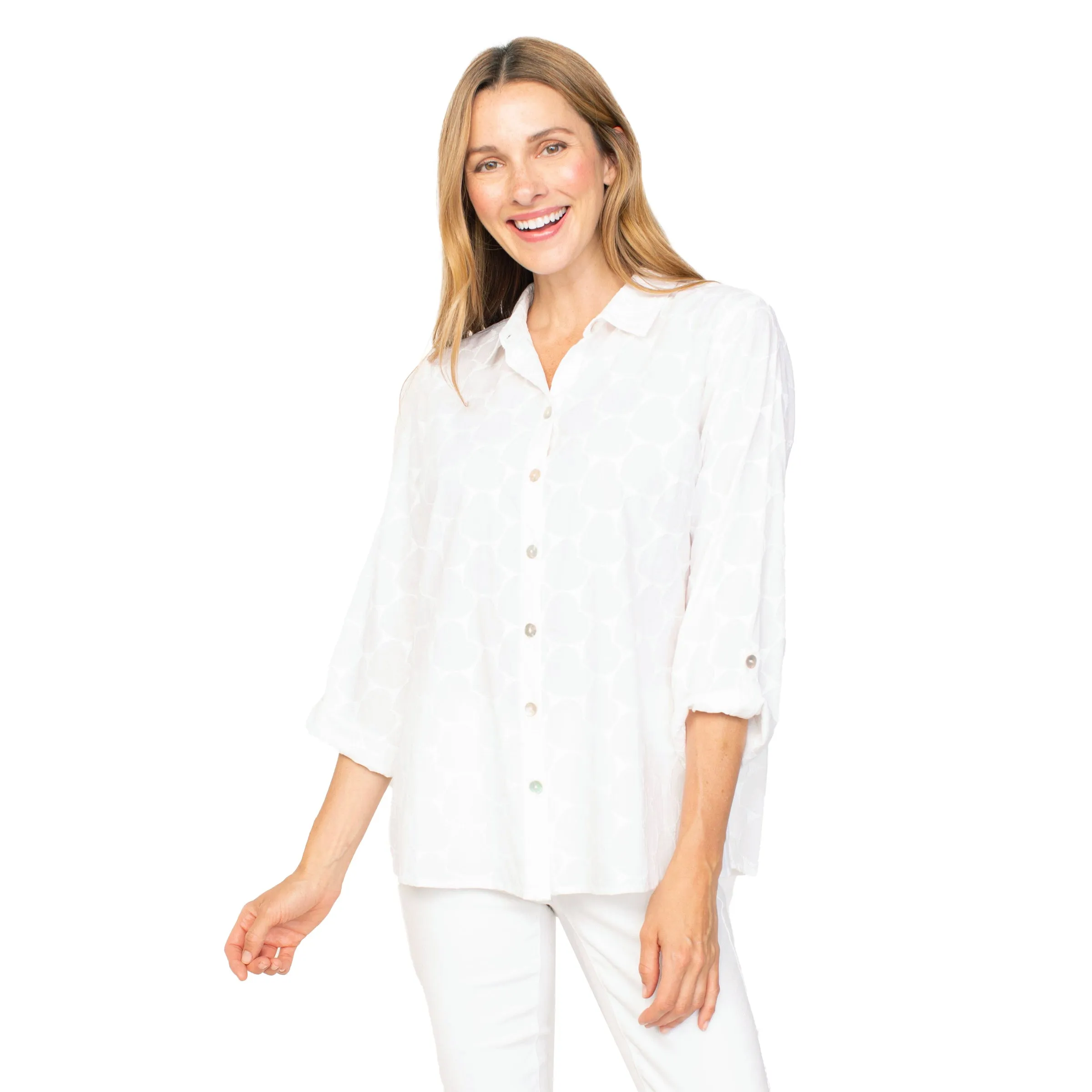 Habitat Subtle Hearts Shirt in White - 15617-WT - Sizes S & L