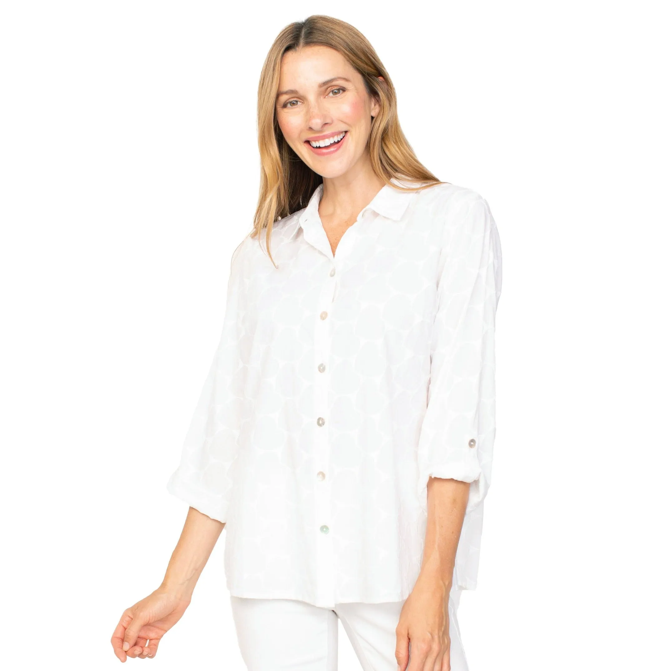 Habitat Subtle Hearts Shirt in White - 15617-WT - Sizes S & L