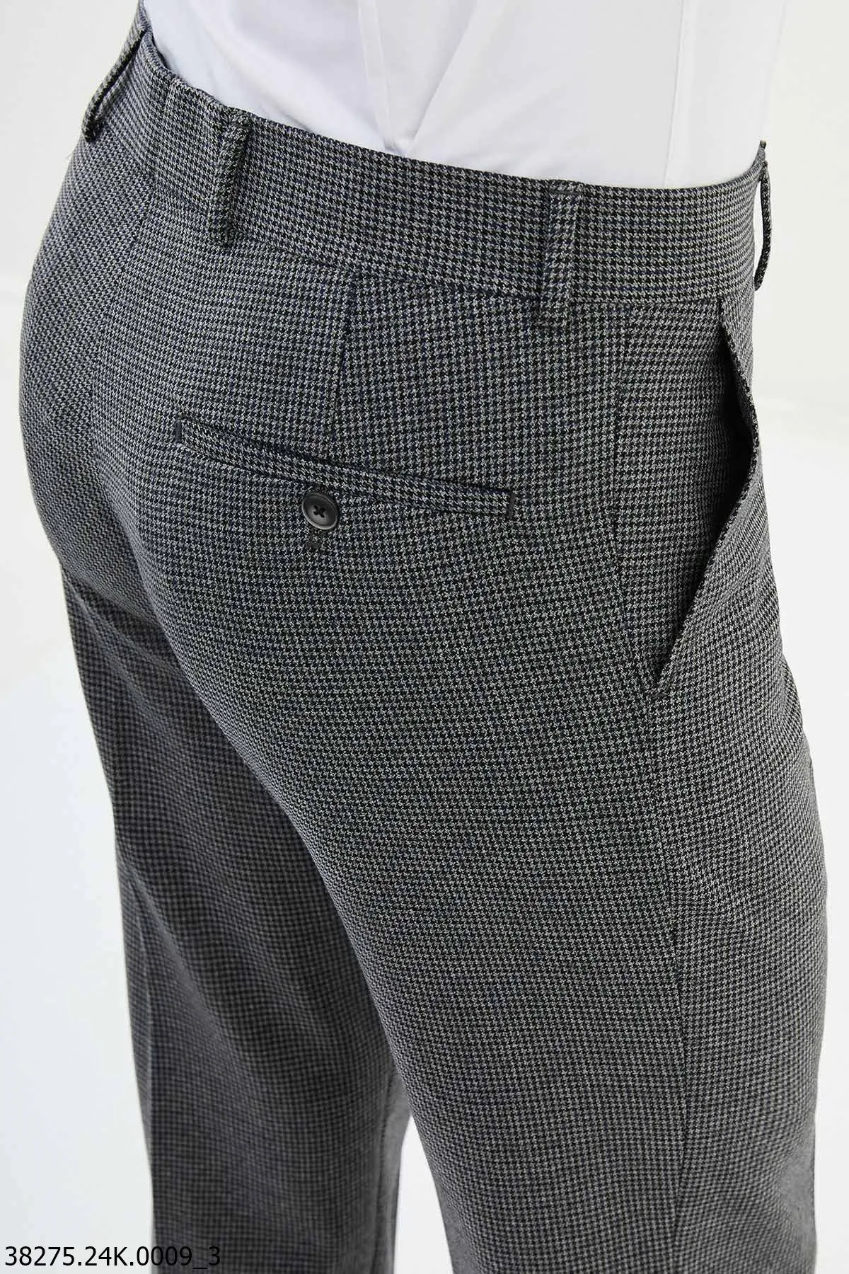 HolloMen Gray Houndstooth Checkered Dress Pants.