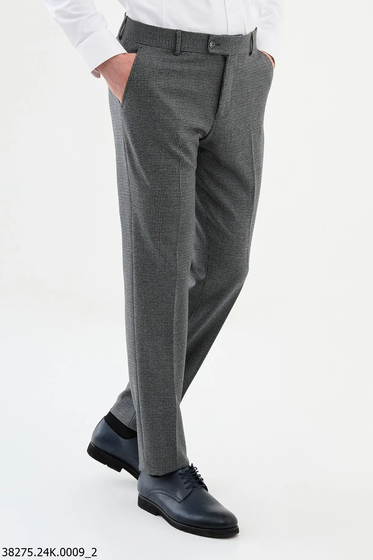 HolloMen Gray Houndstooth Checkered Dress Pants.