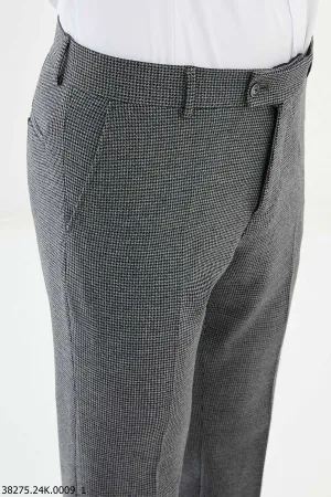 HolloMen Gray Houndstooth Checkered Dress Pants.