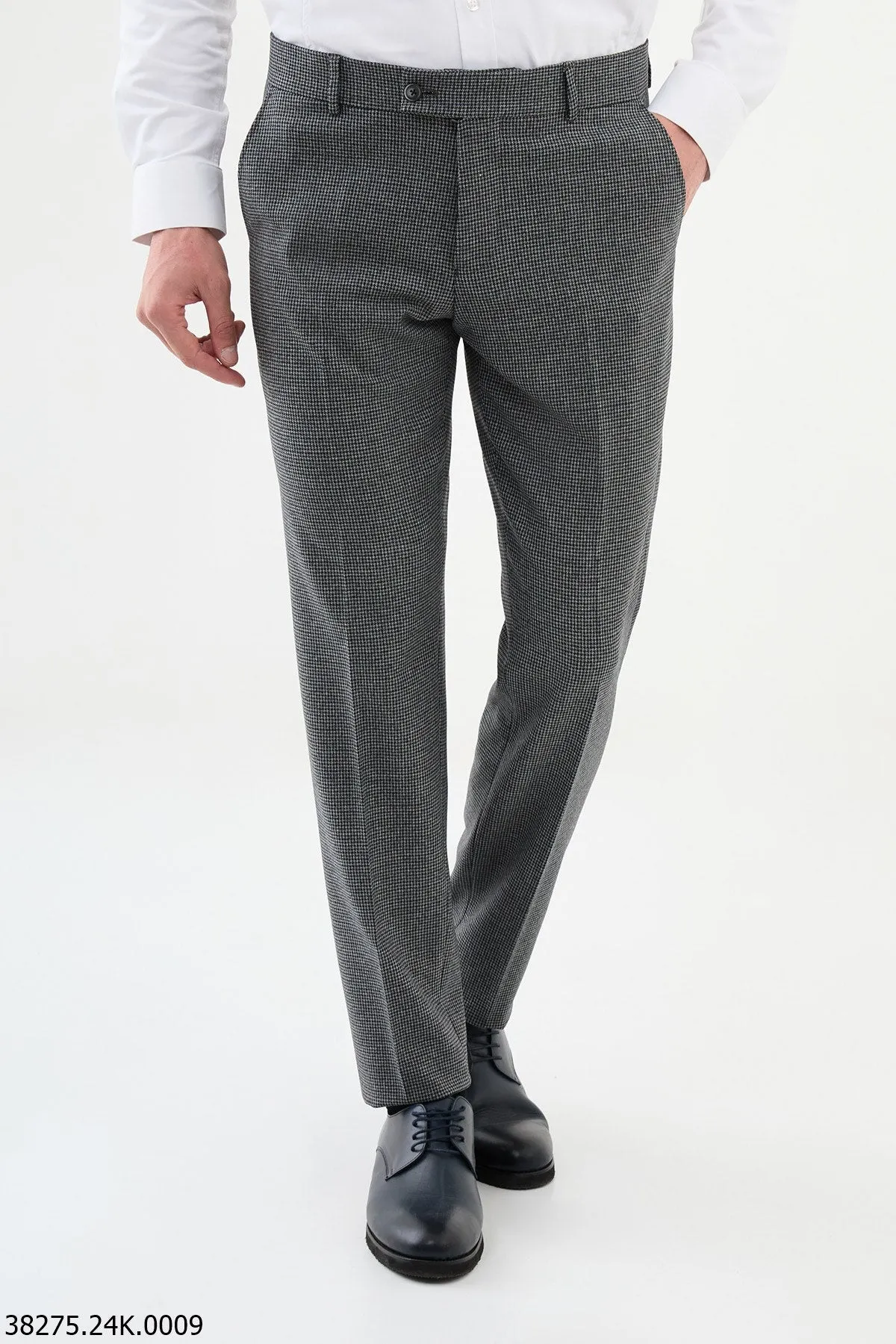 HolloMen Gray Houndstooth Checkered Dress Pants.