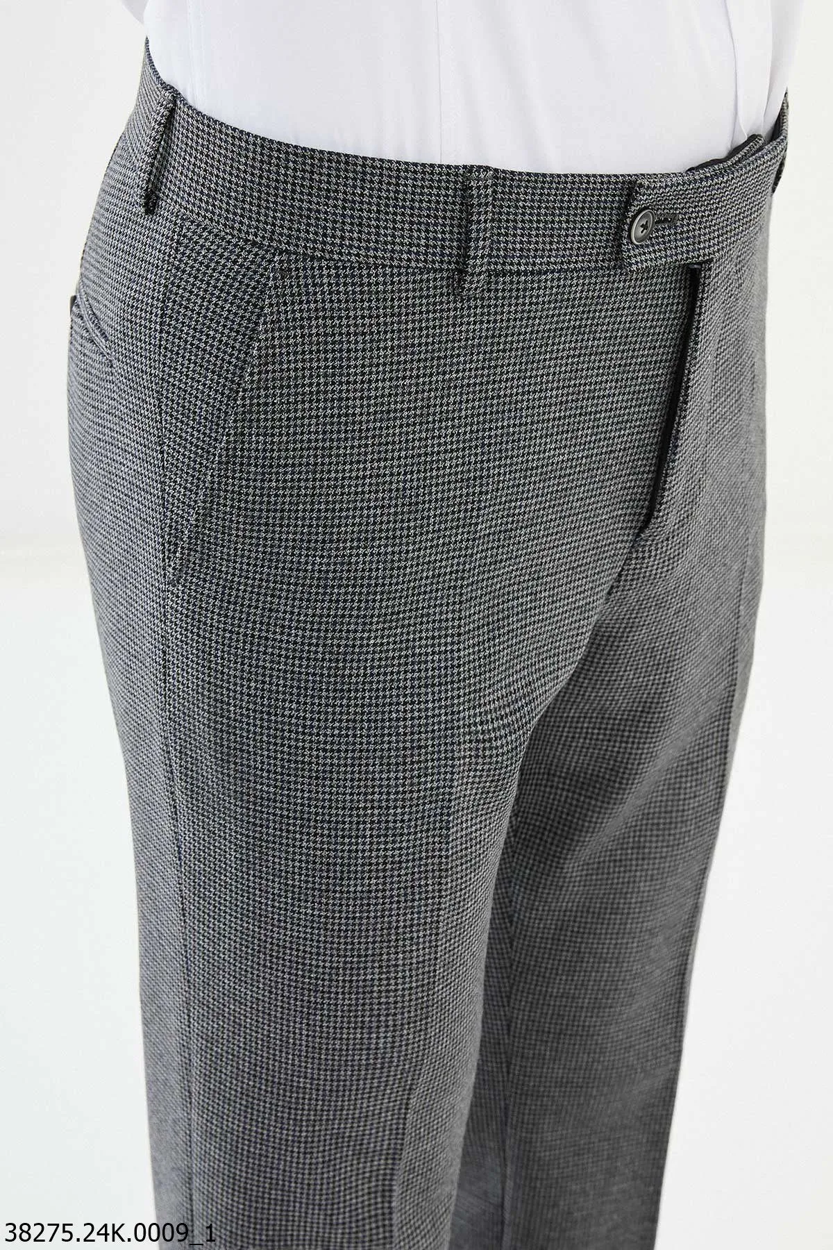 HolloMen Gray Houndstooth Checkered Dress Pants.