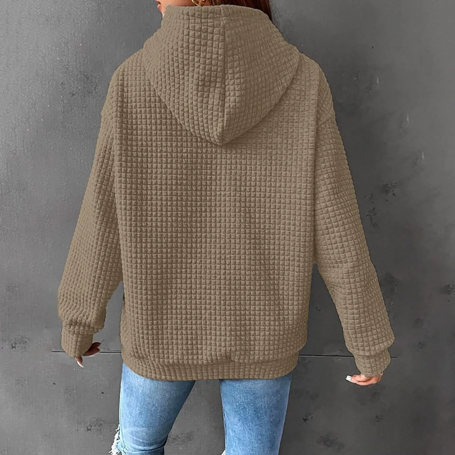 Hoodies for Women Trendy Oversized Waffle Knit Hooded Sweatshirts with Pockets Comfy Fall Sweatshirts Outfits