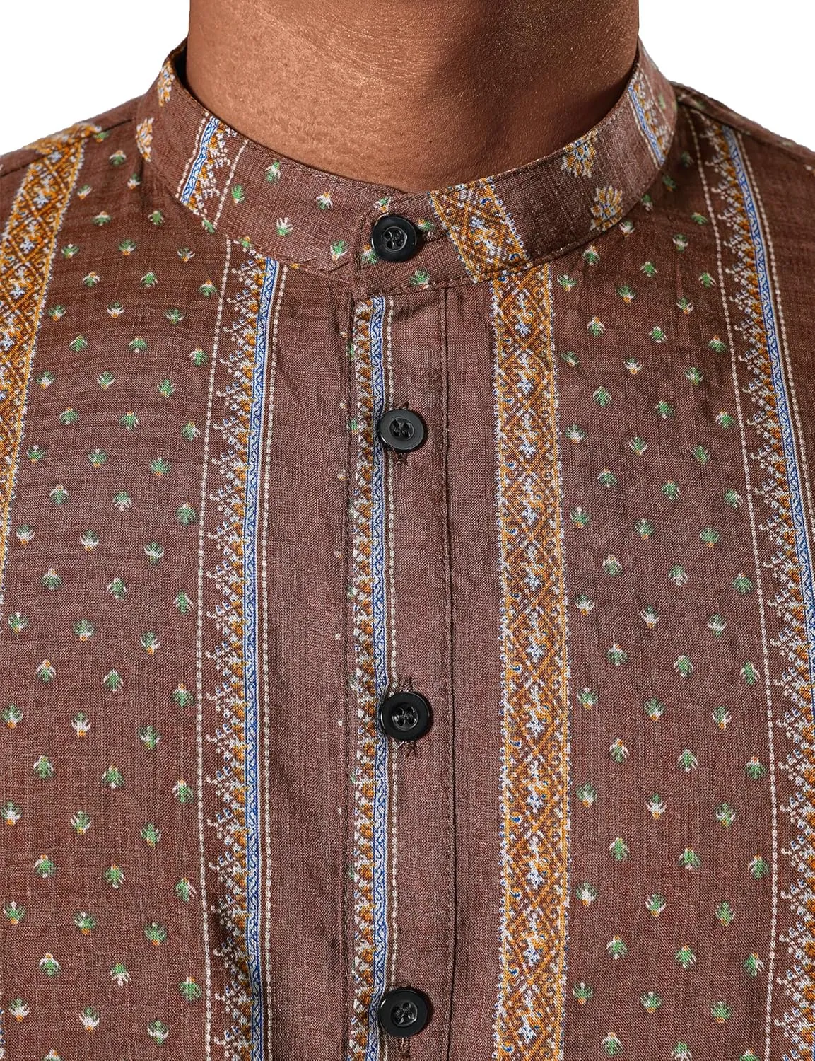 JOGAL Mens Striped Henley Shirt Short Sleeve Traditional African Style Dashiki Shirts