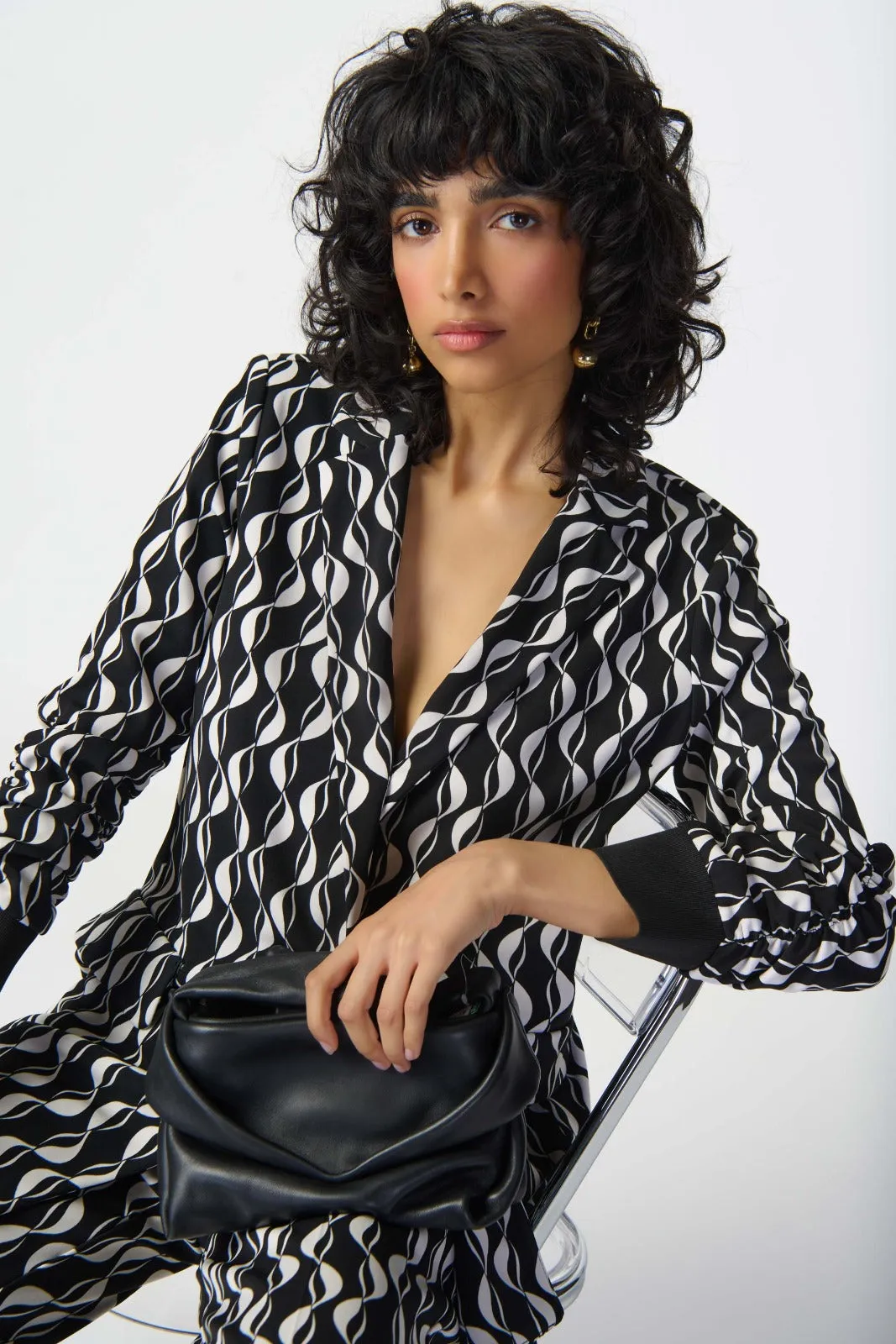 Joseph Ribkoff Black/Moonstone Geometric Print Blazer Style 241147