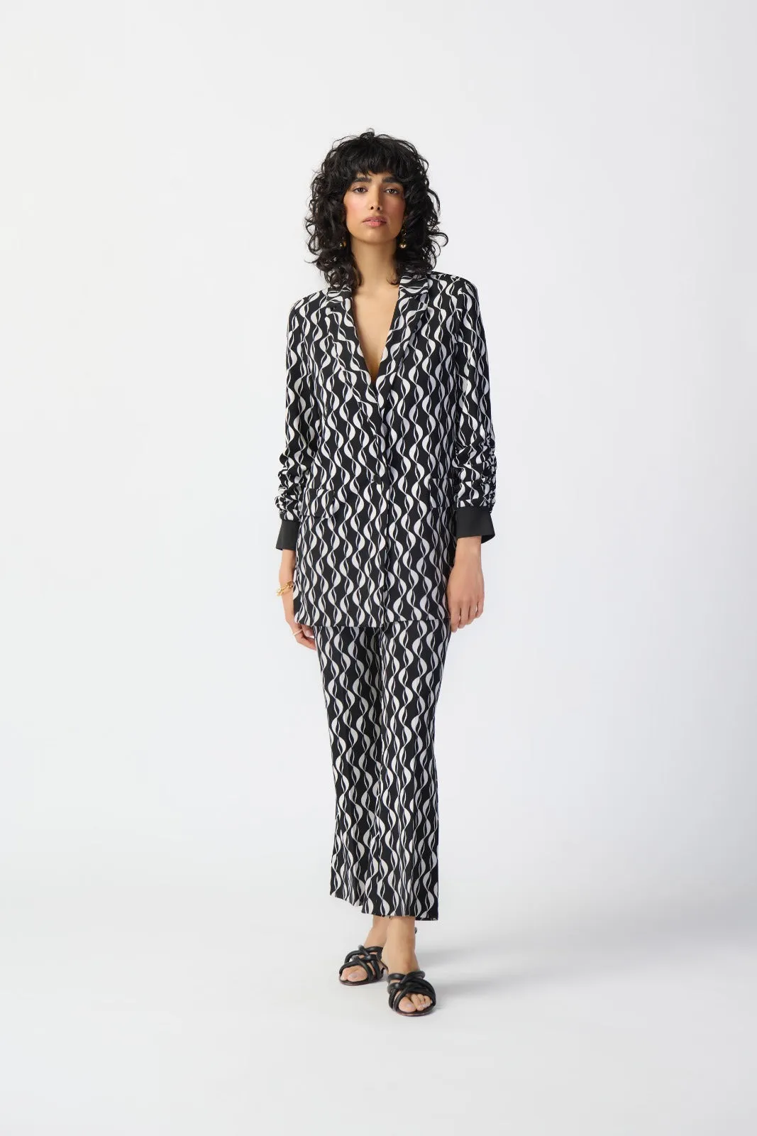 Joseph Ribkoff Black/Moonstone Geometric Print Blazer Style 241147