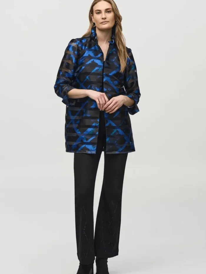 Joseph Ribkoff Women's Satin and Organza Plaid Jacket 244198 Col 178