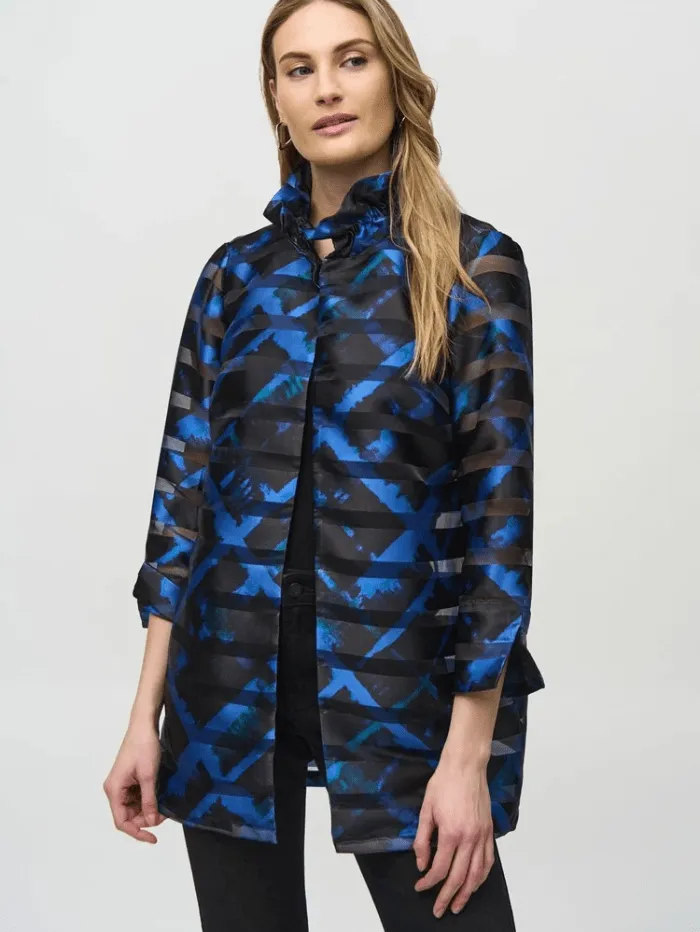 Joseph Ribkoff Women's Satin and Organza Plaid Jacket 244198 Col 178