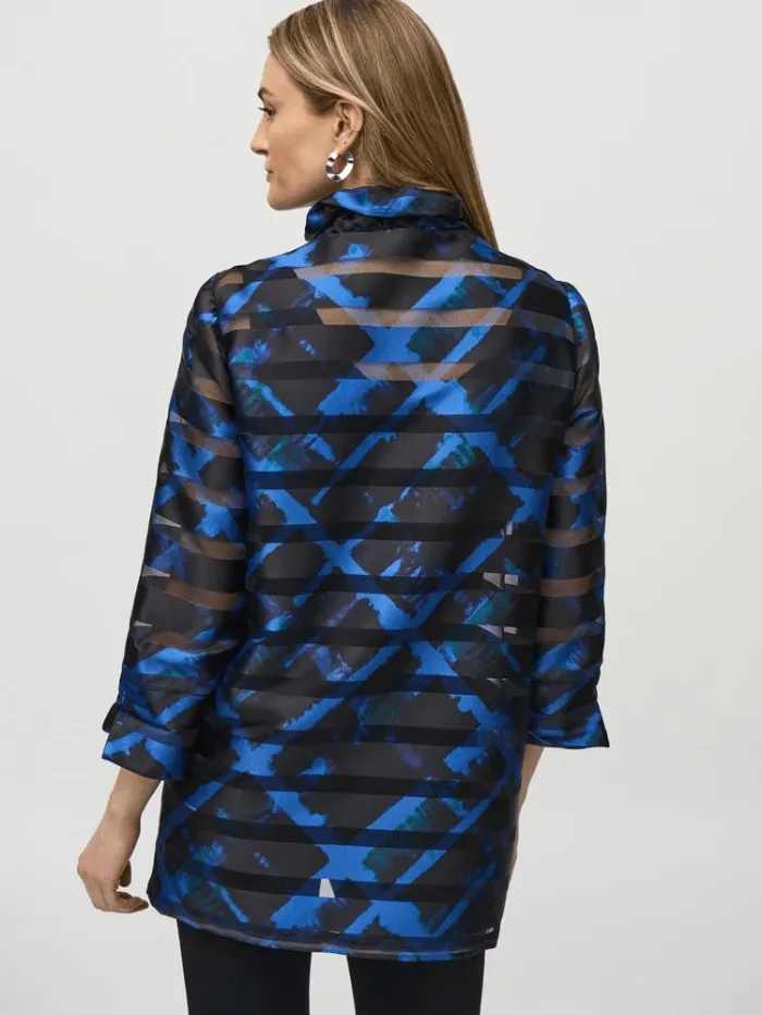 Joseph Ribkoff Women's Satin and Organza Plaid Jacket 244198 Col 178