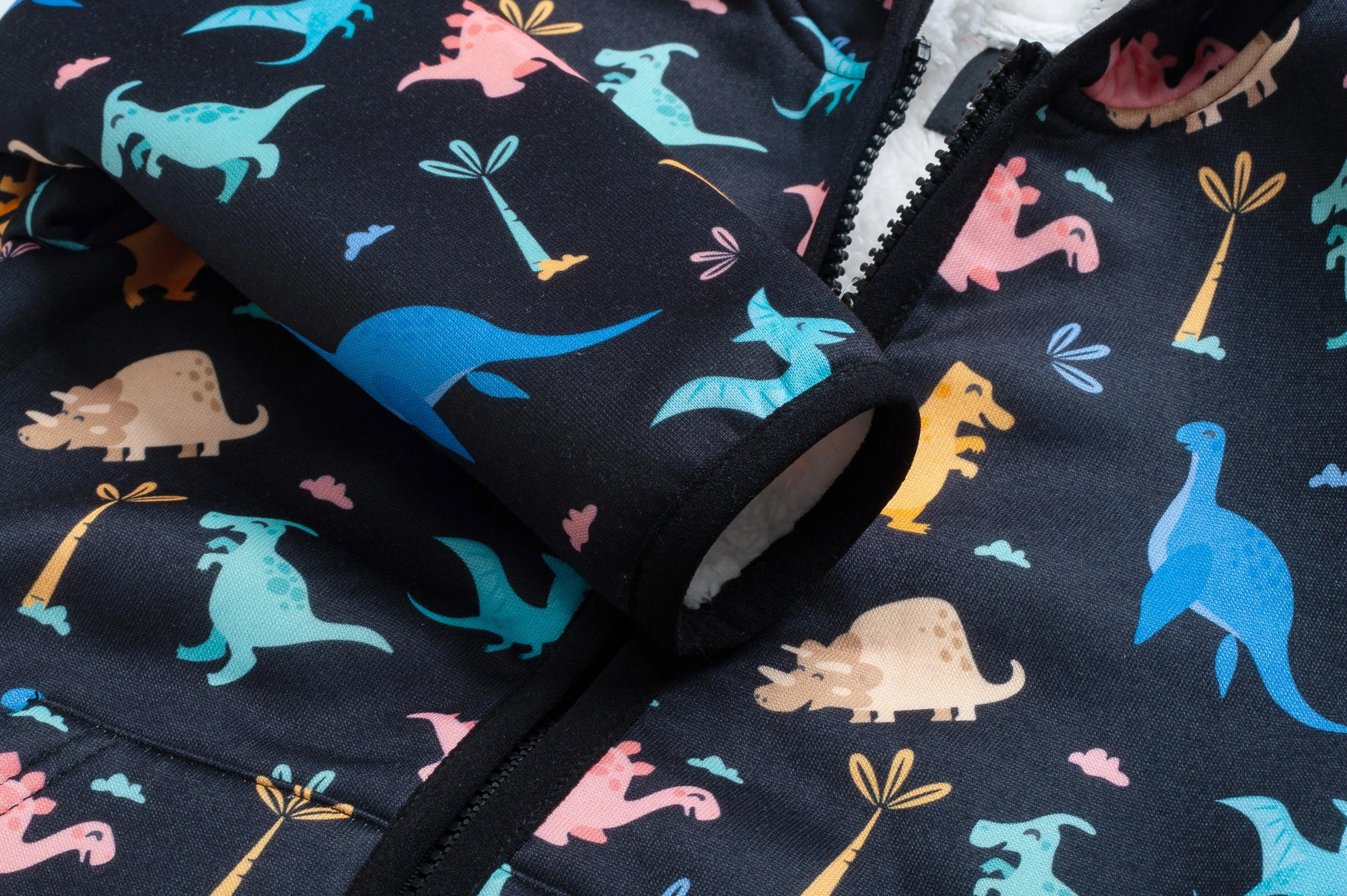 Kid's Dinosaur Print Zip Up Hoodie-ZPK006174