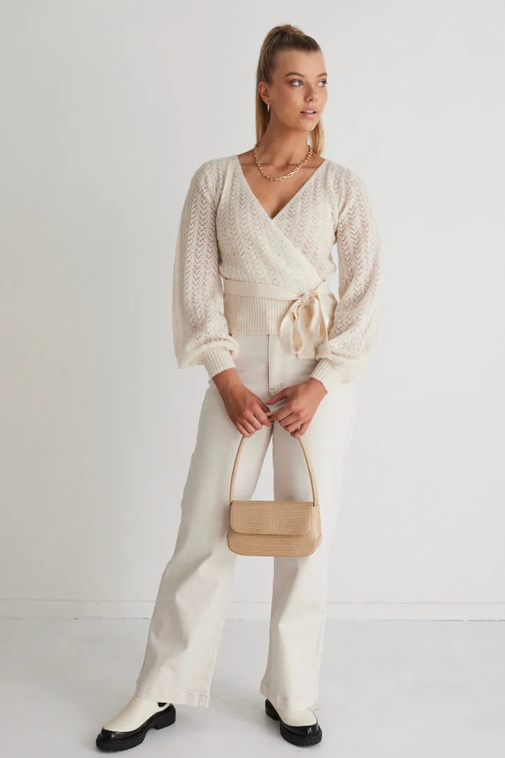 Lacey Ivory Ballerina Fine Open Knit Wrap