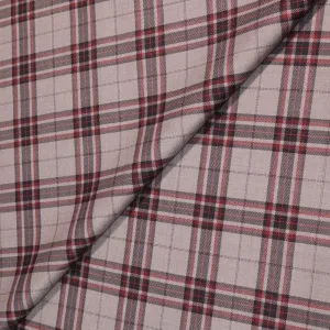 Light Gray Tartan Wool and Silk Dorsilk Jacketing Dormeuil Fabric