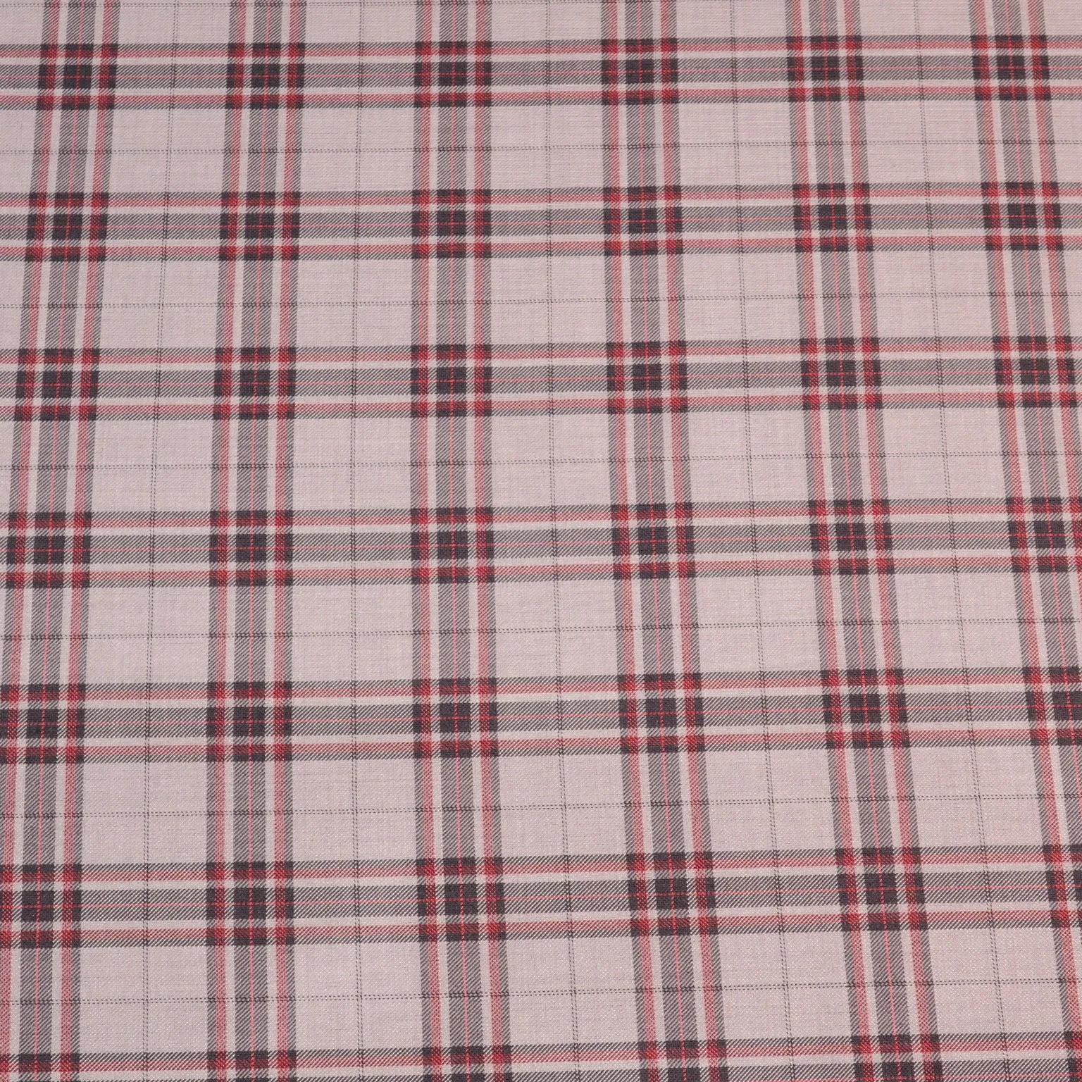 Light Gray Tartan Wool and Silk Dorsilk Jacketing Dormeuil Fabric