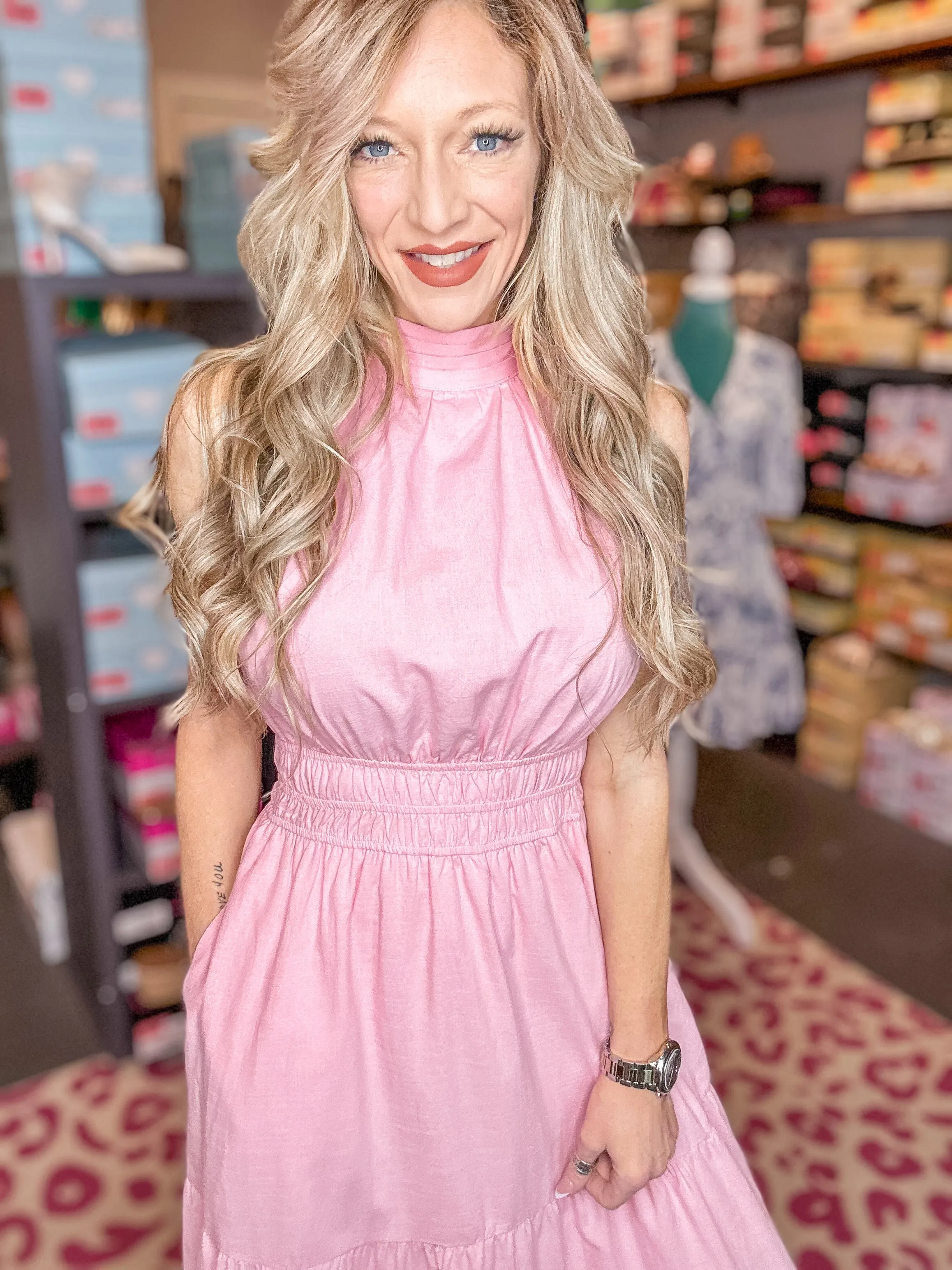 Light Pink Halter Dress