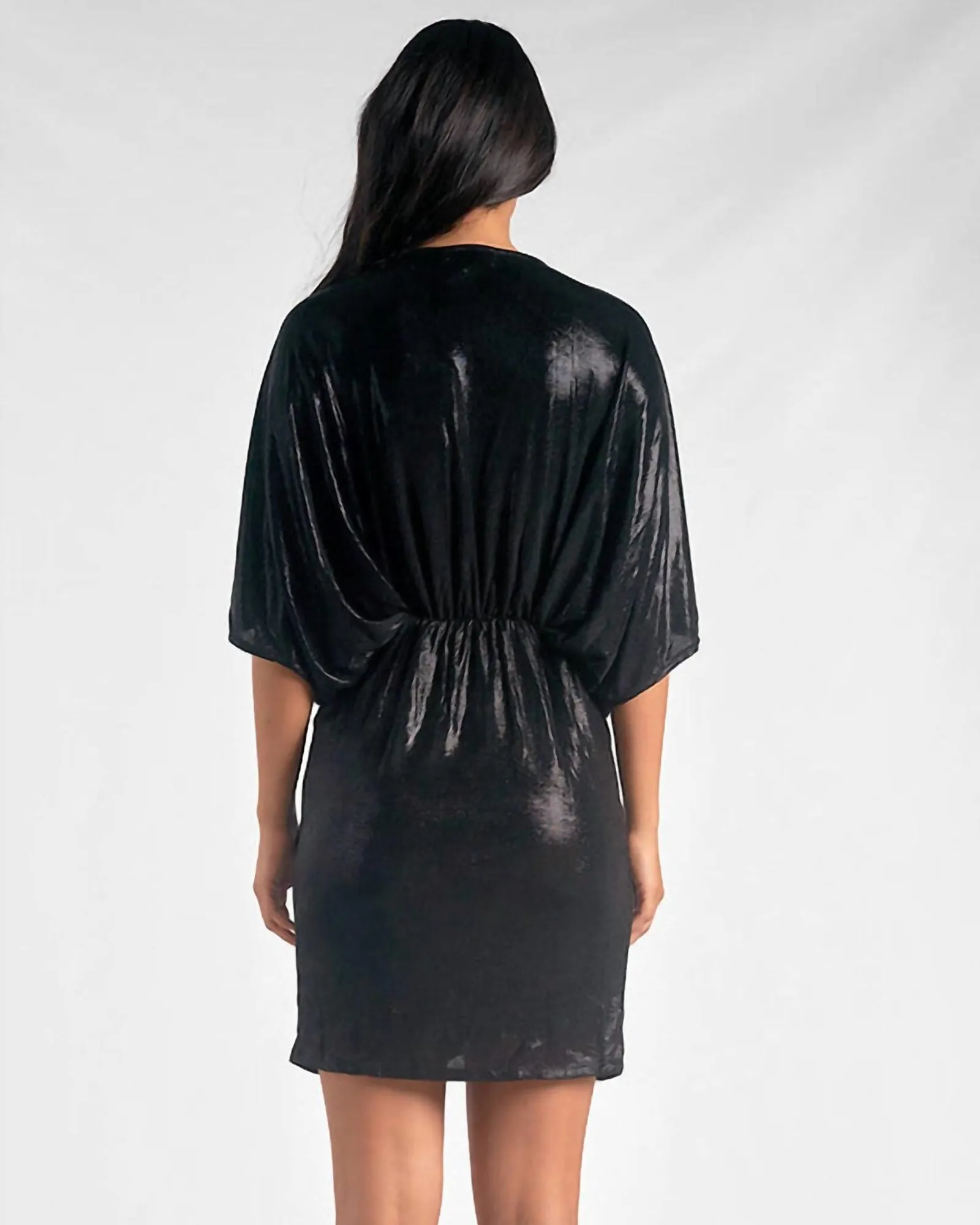 Liquid Metal Dolman Sleeve Dress In Black | Black