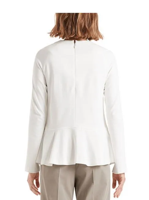 Marc Cain Collections Peplum Top With Flounce Sleeves Off-White NC 48.01 J34 110