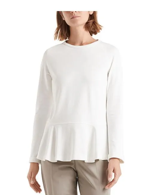 Marc Cain Collections Peplum Top With Flounce Sleeves Off-White NC 48.01 J34 110