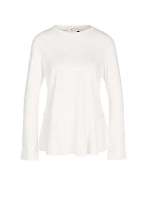 Marc Cain Collections Peplum Top With Flounce Sleeves Off-White NC 48.01 J34 110