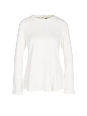 Marc Cain Collections Peplum Top With Flounce Sleeves Off-White NC 48.01 J34 110