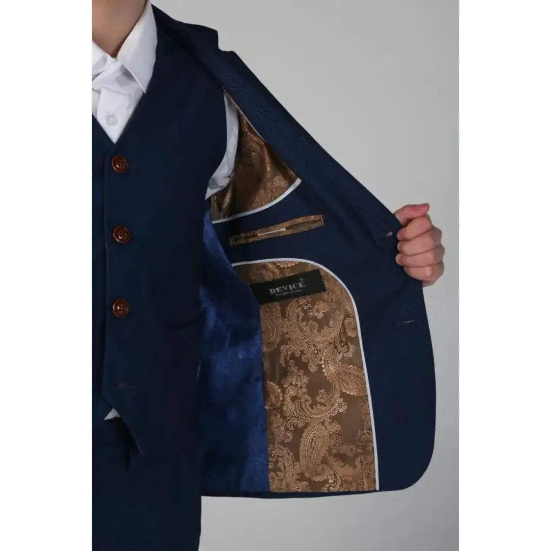 Mayfair - Boy's Blue Birdseye 3 Piece Suit