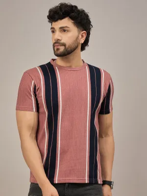 Men Striped T-shirt Rust & Black