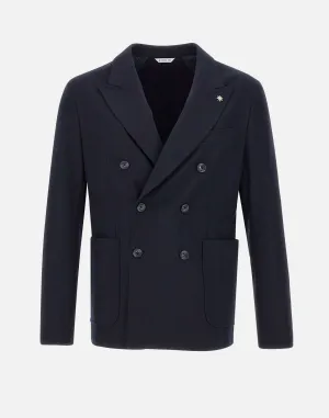 Men's Blue Viscose Blend Blazer