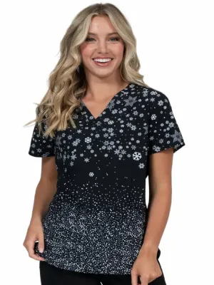 Meraki Sport Women's Print Scrub Top | Winter Vibes