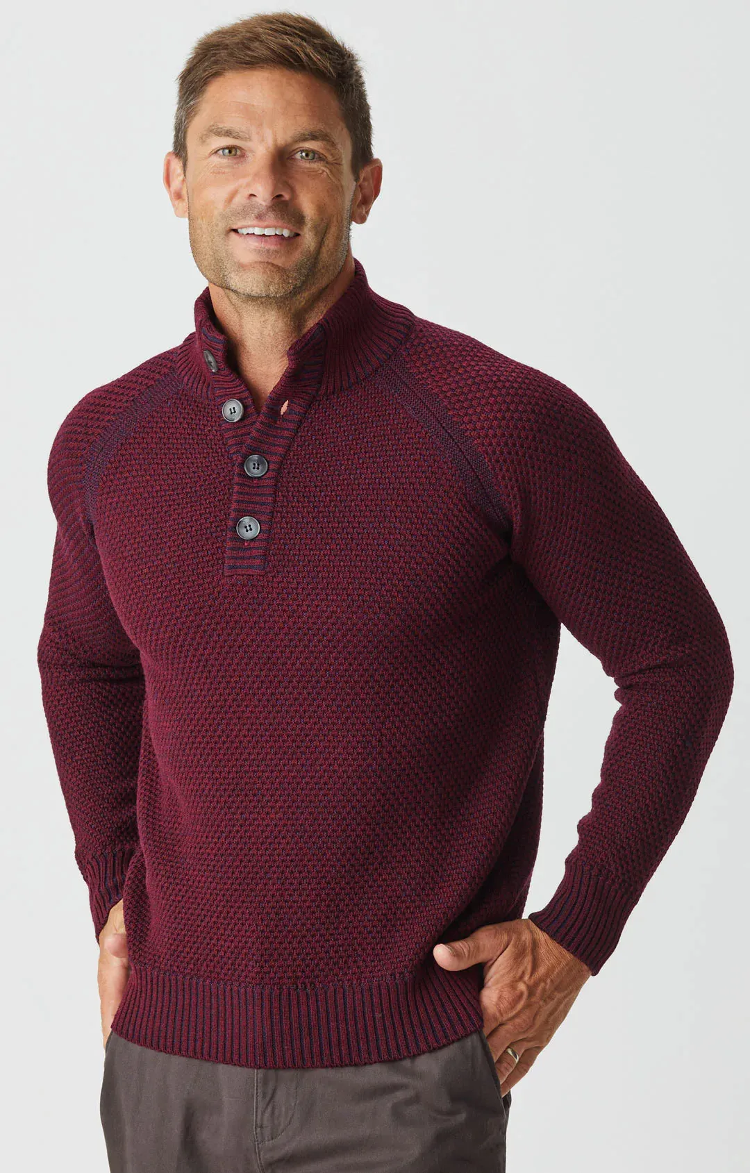 Merino Moss Stitch Button