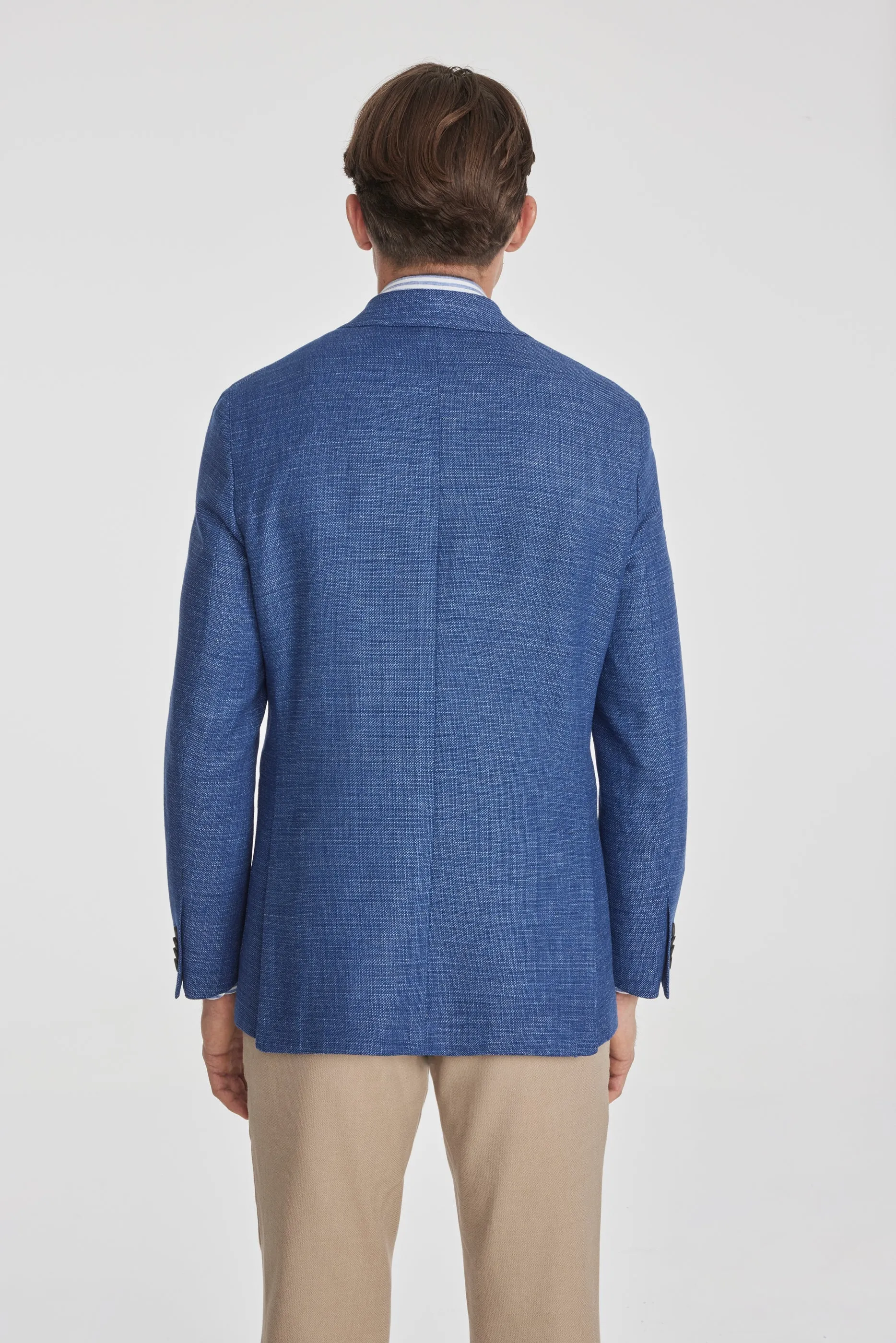 Mid-Blue Neat Hampton Contemporary Fit Unconstructed Sport Jacket - Jack Victor