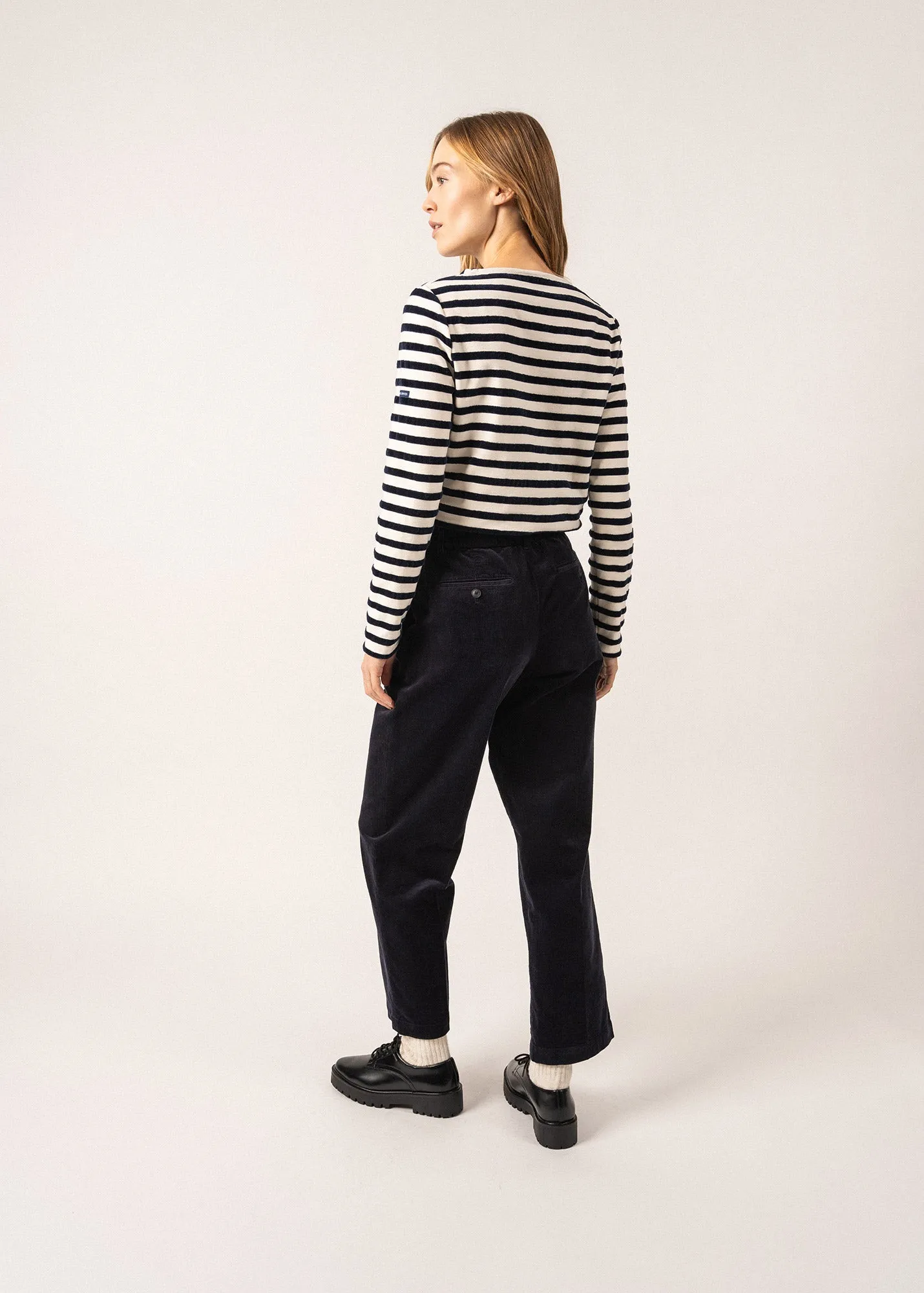 Méridame Campus Breton Shirt - with embroidered SAINT JAMES crest (ECUME/MARINE)