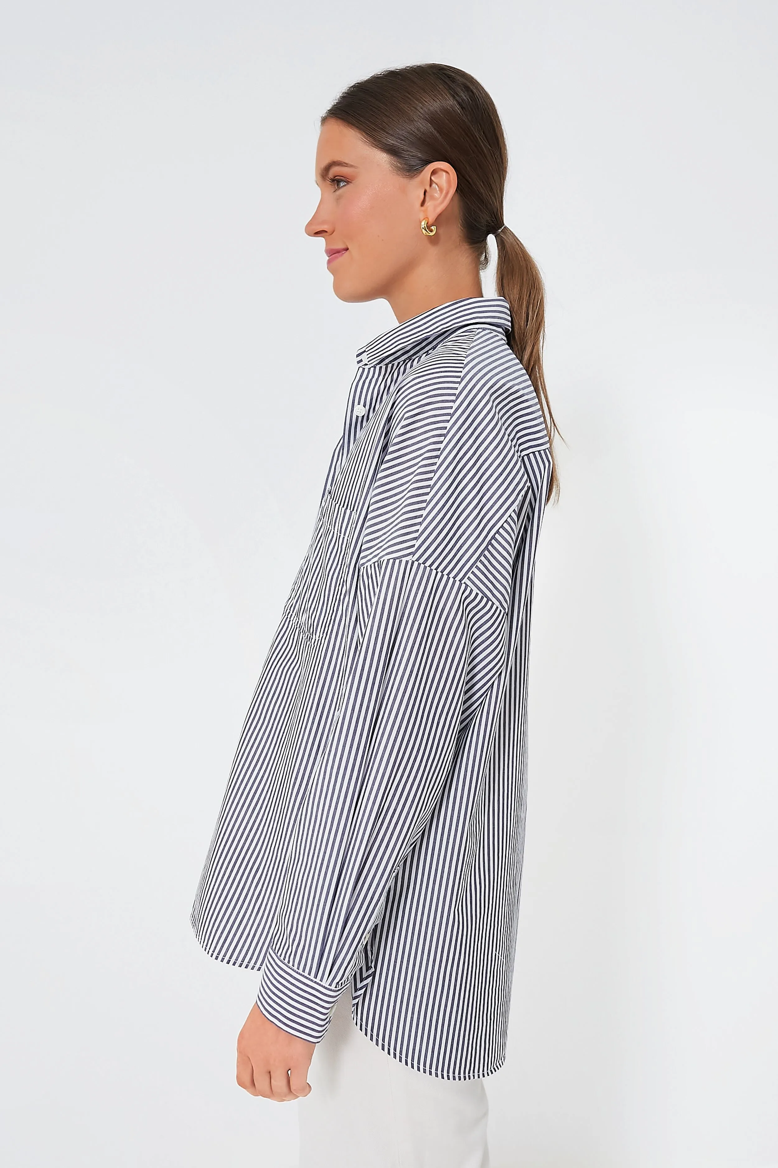 Navy and White Bi Stripe Standard Shirt