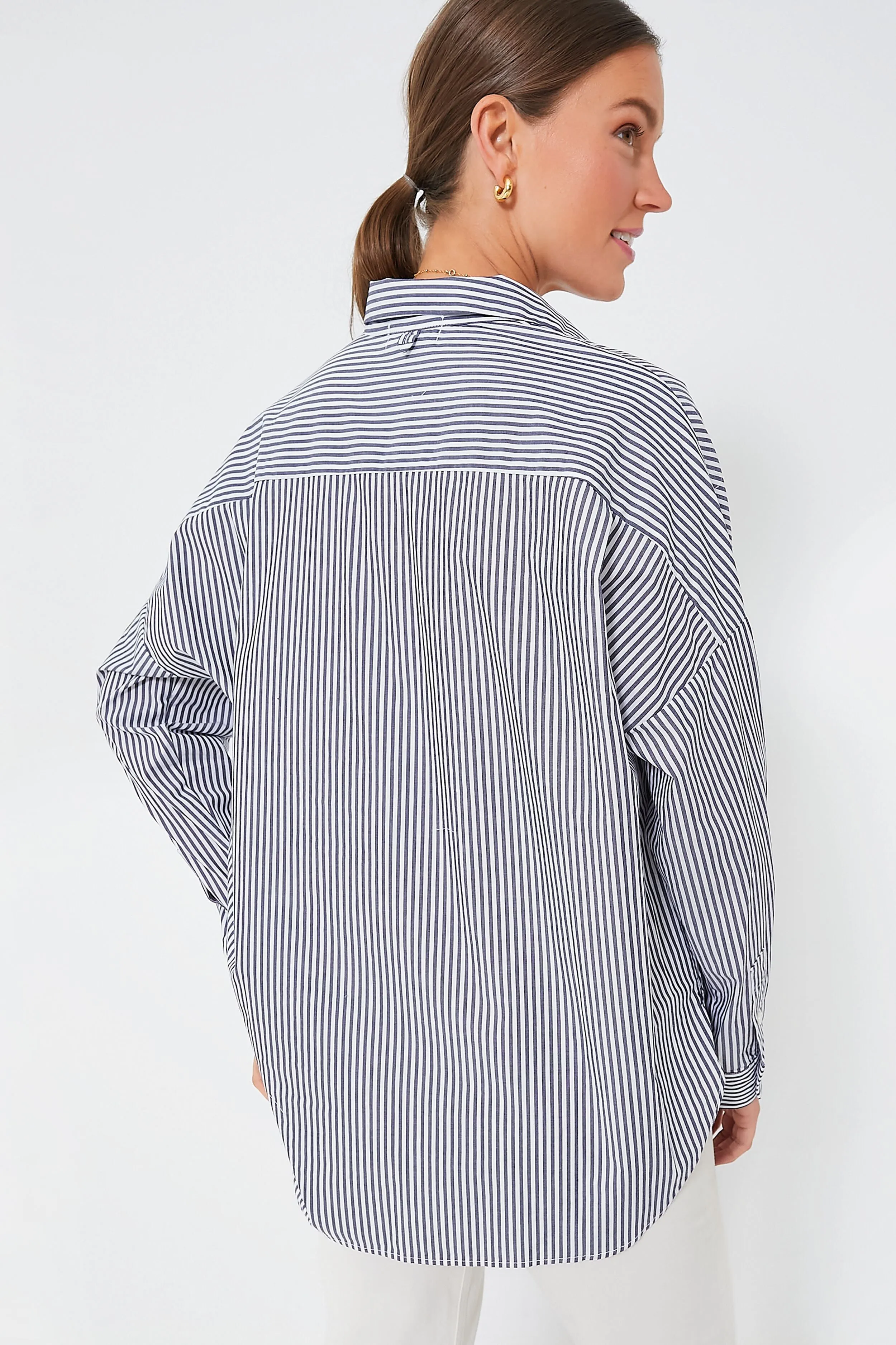 Navy and White Bi Stripe Standard Shirt