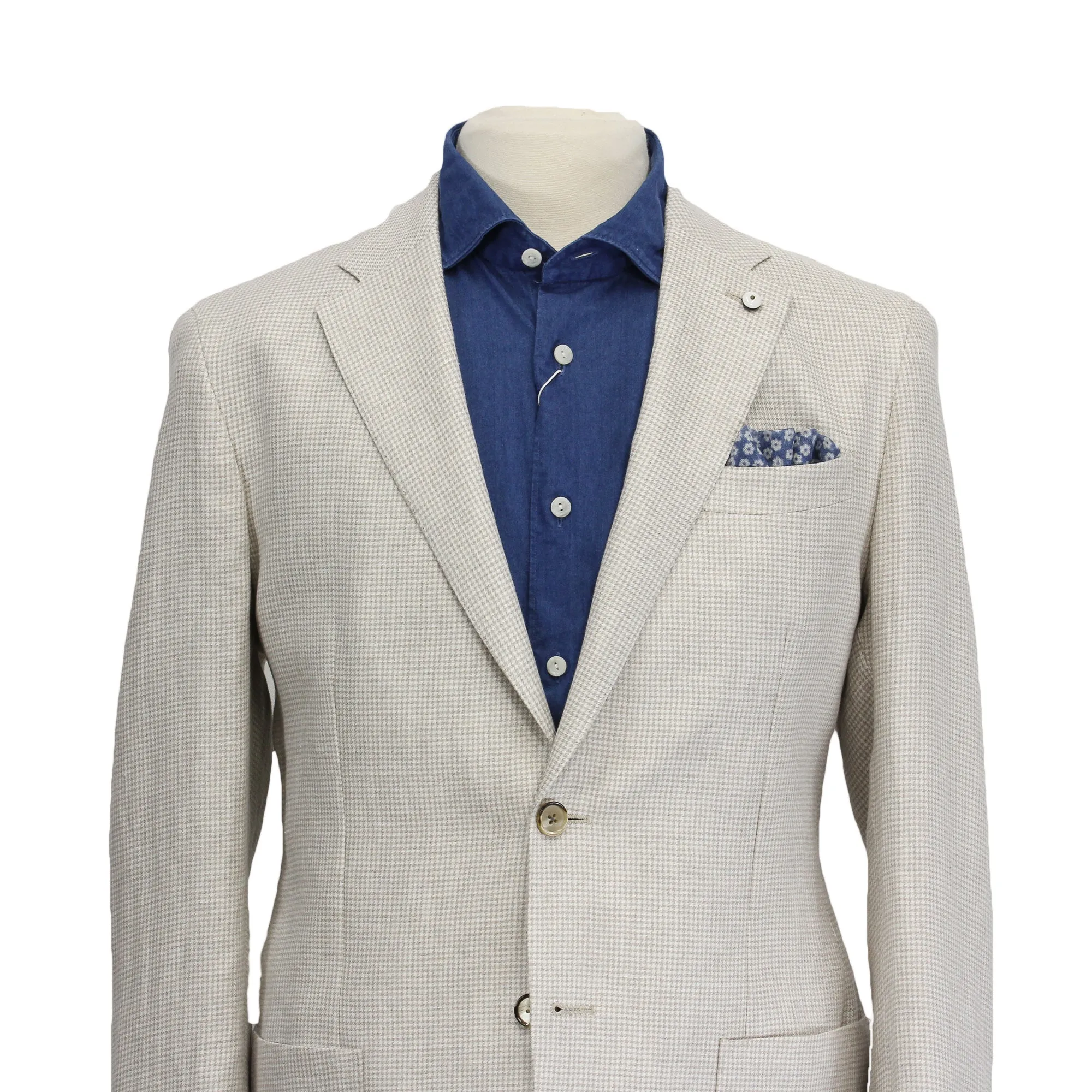Oatmeal Houndstooth Linen Unconstructed Jacket - LBM 1911