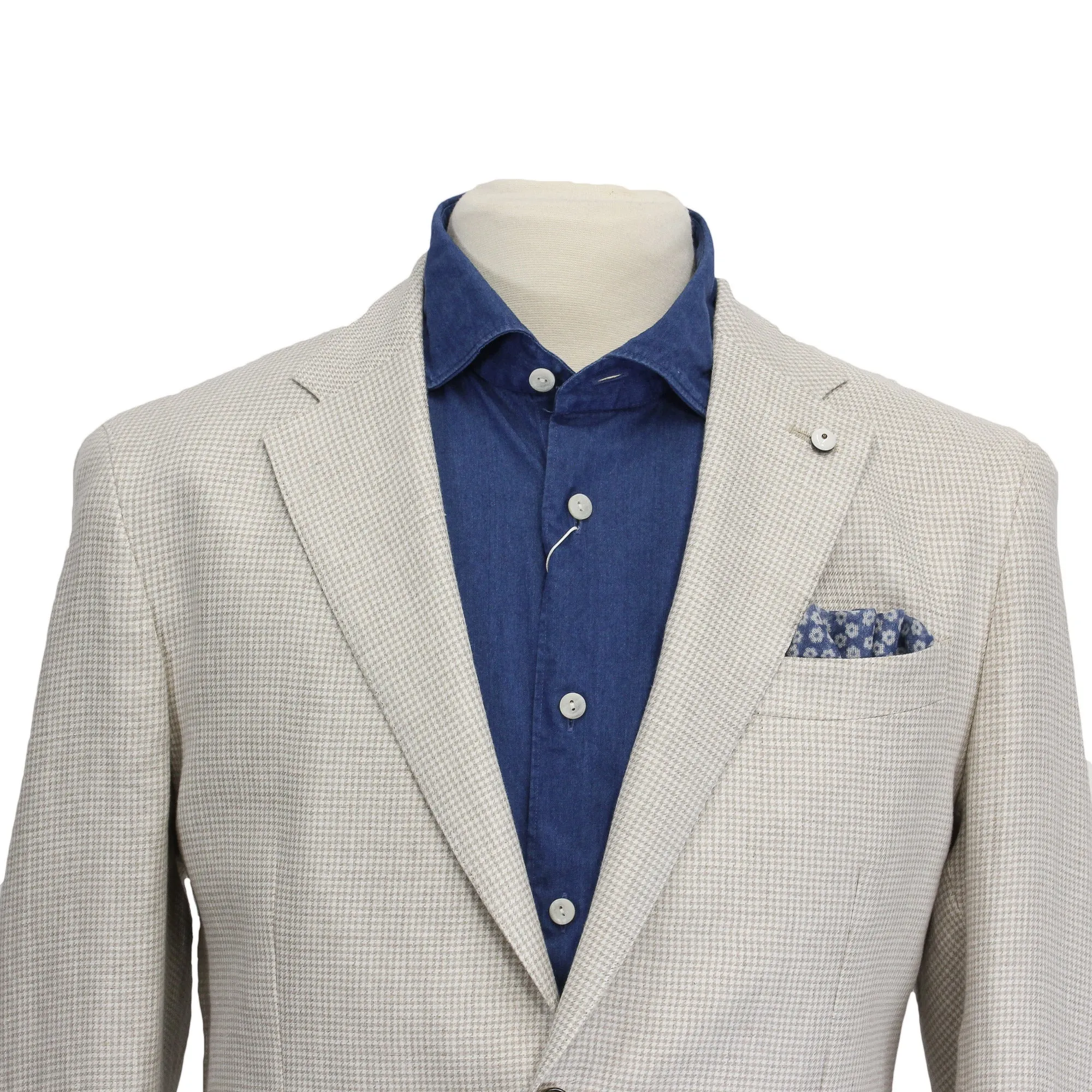 Oatmeal Houndstooth Linen Unconstructed Jacket - LBM 1911