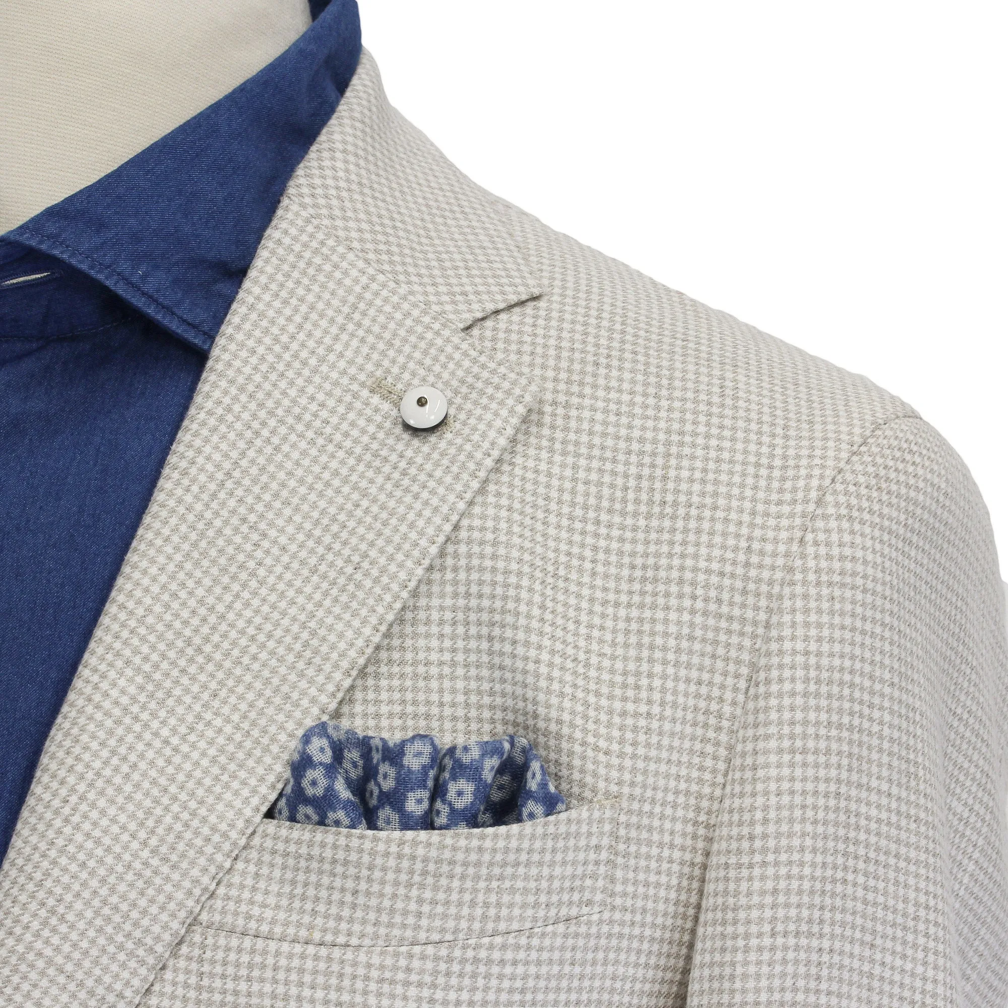 Oatmeal Houndstooth Linen Unconstructed Jacket - LBM 1911