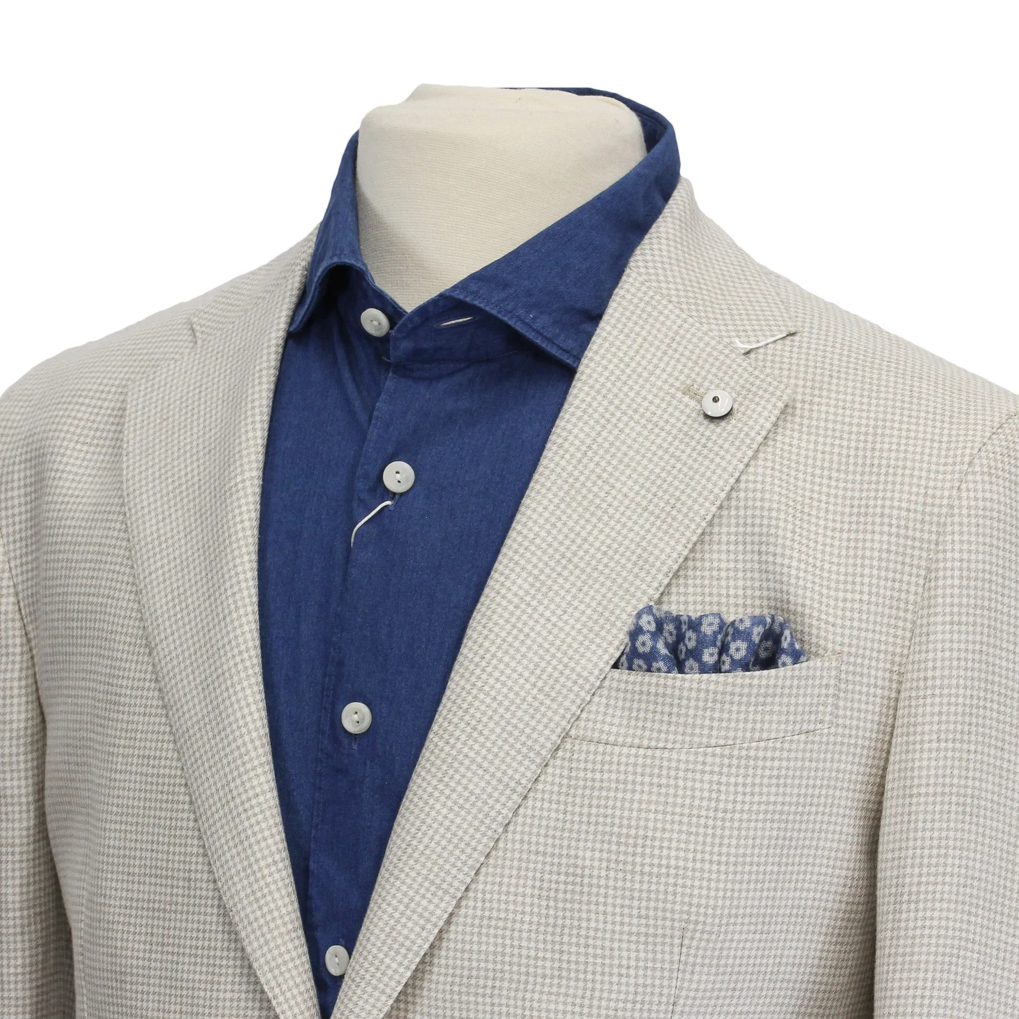 Oatmeal Houndstooth Linen Unconstructed Jacket - LBM 1911