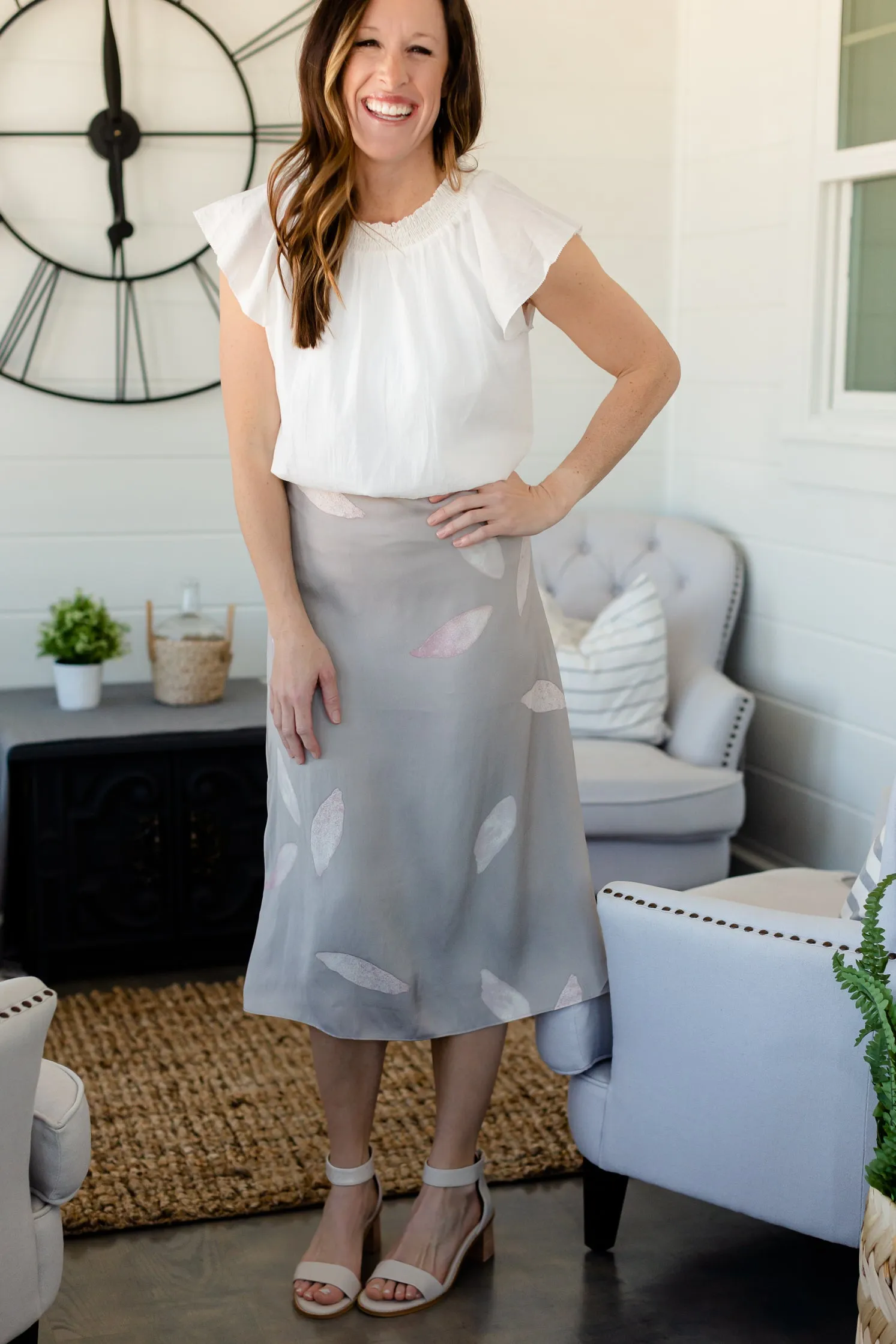 Off White Smocked Neck Cotton Blouse - FINAL SALE