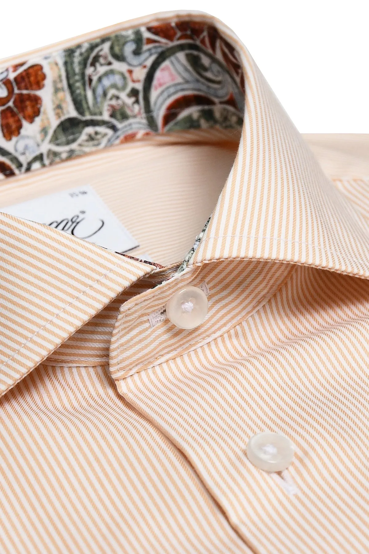 Orange striped slim fit shirt with contrast details