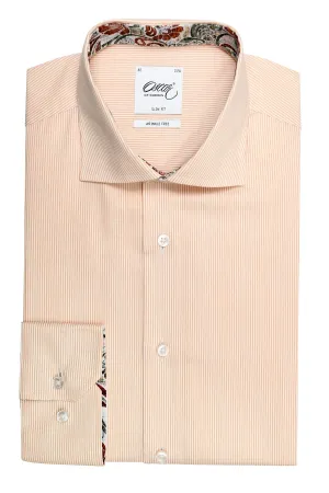 Orange striped slim fit shirt with contrast details