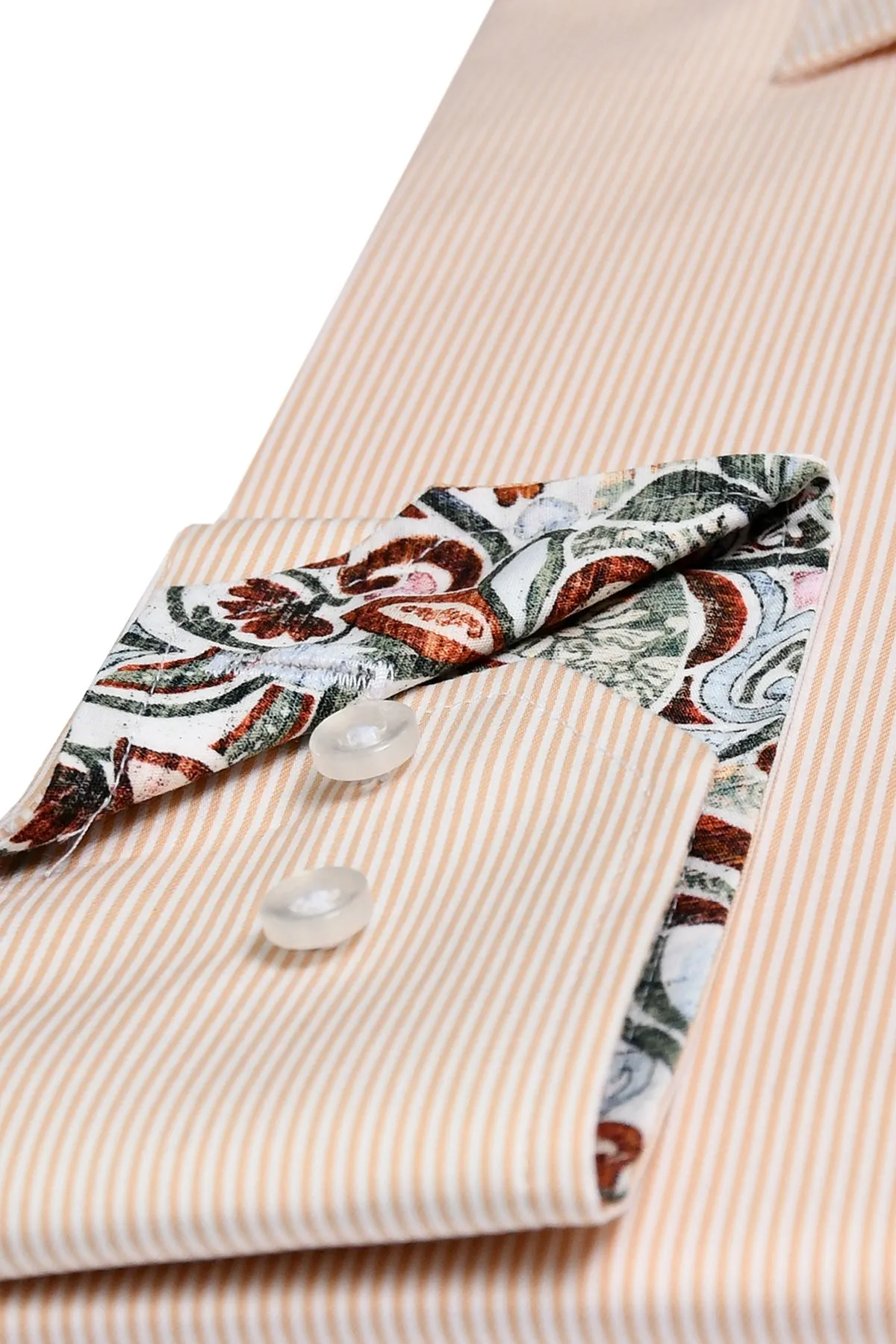 Orange striped slim fit shirt with contrast details