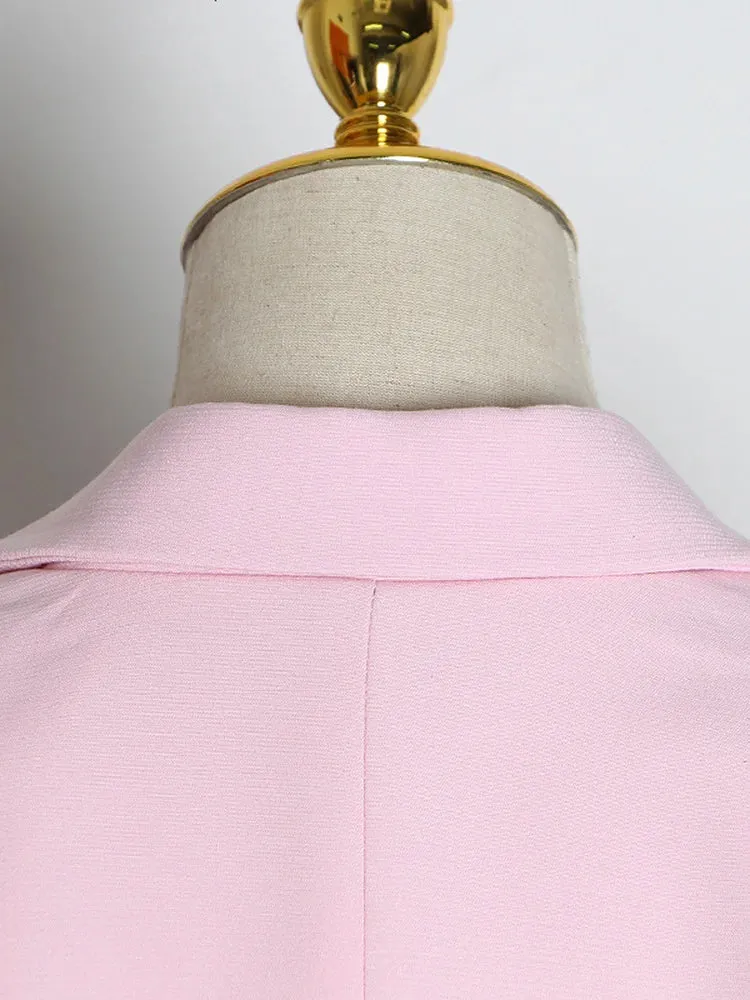 Pink and Black Color Block Casual Blazer