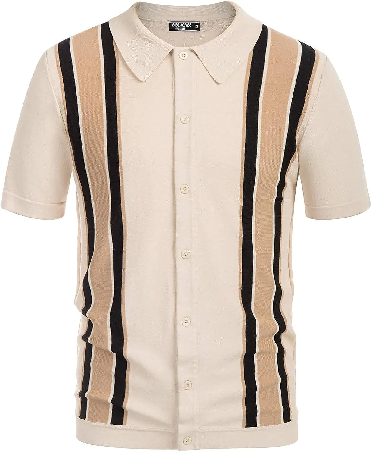 PJ Paul Jones Mens Polo Shirts Vintage Striped Lightweight Knitting Golf Shirts