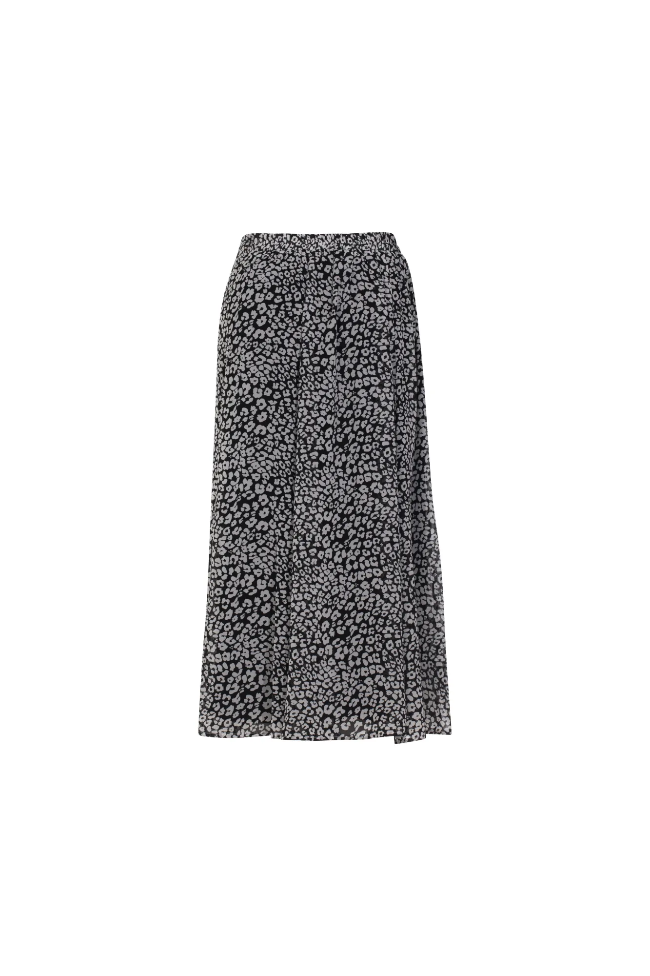 Printed Chiffon Skirt | BLACK WHITE SPOT | 7127AR