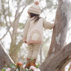 Rainbow Cardigan - Natural/Old Rose