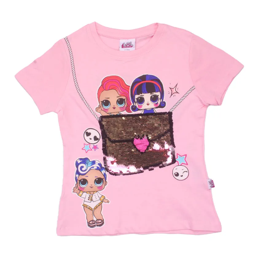 REDTAG Girl's Pale Pink Casual T-Shirts