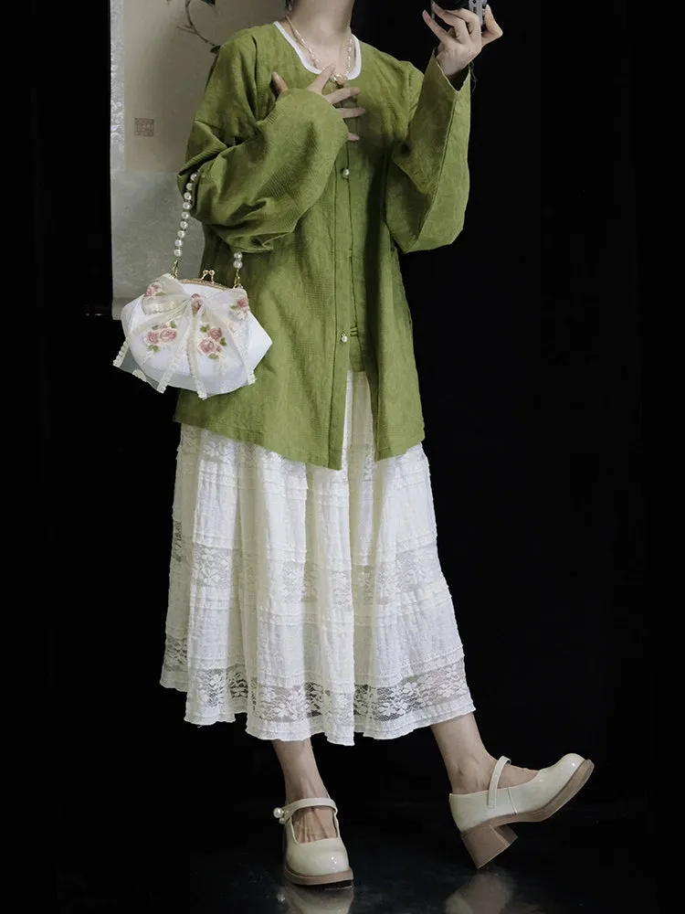 Rice Grain 米豆 Hanyuansu Cotton Lace Skirt