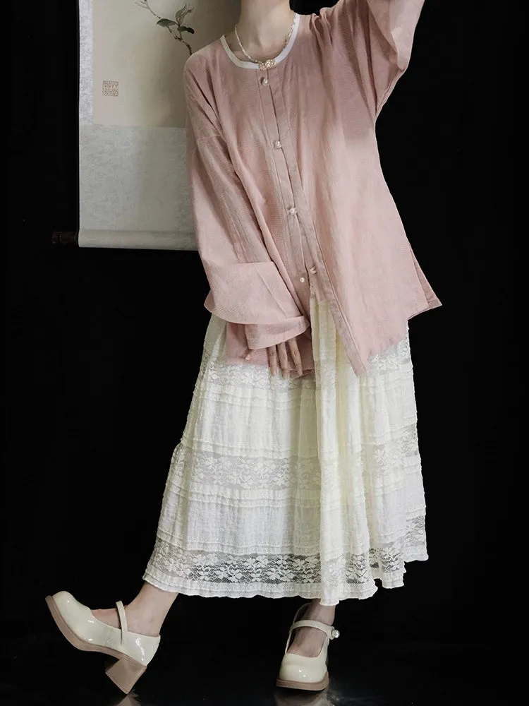 Rice Grain 米豆 Hanyuansu Cotton Lace Skirt