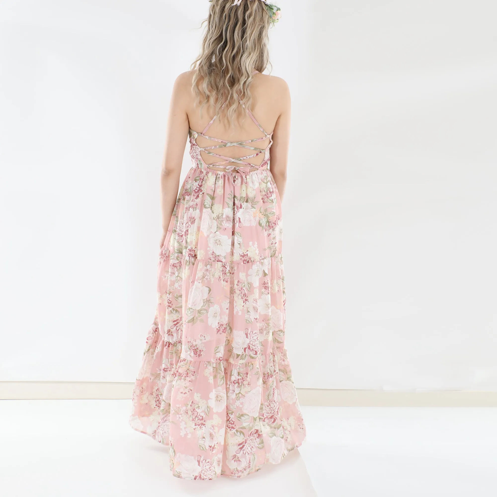 Savannah Girls Light Pink Maxi Dress